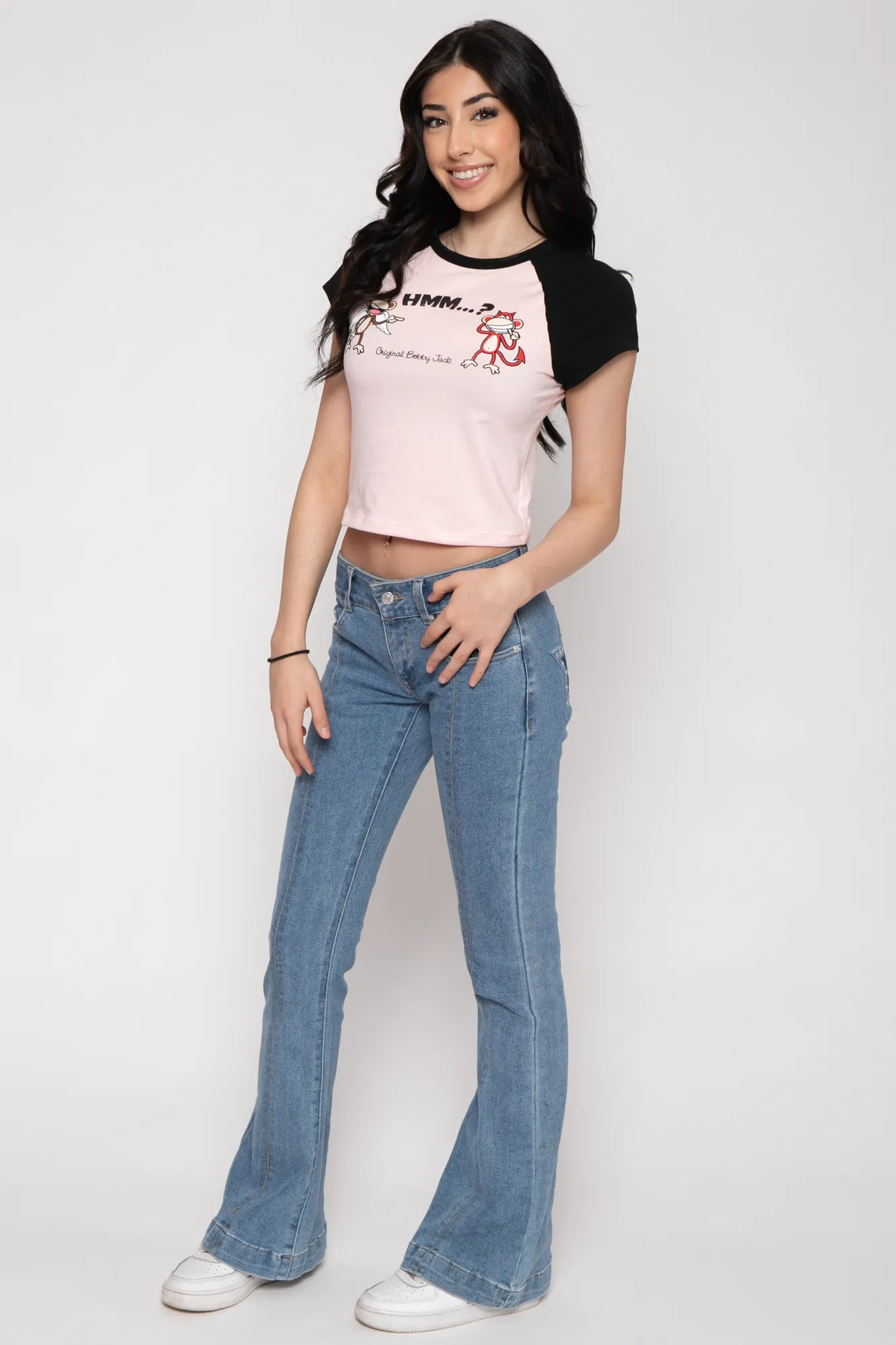 Angel Devil - Bobby Jack Crop Raglan Top - Pink