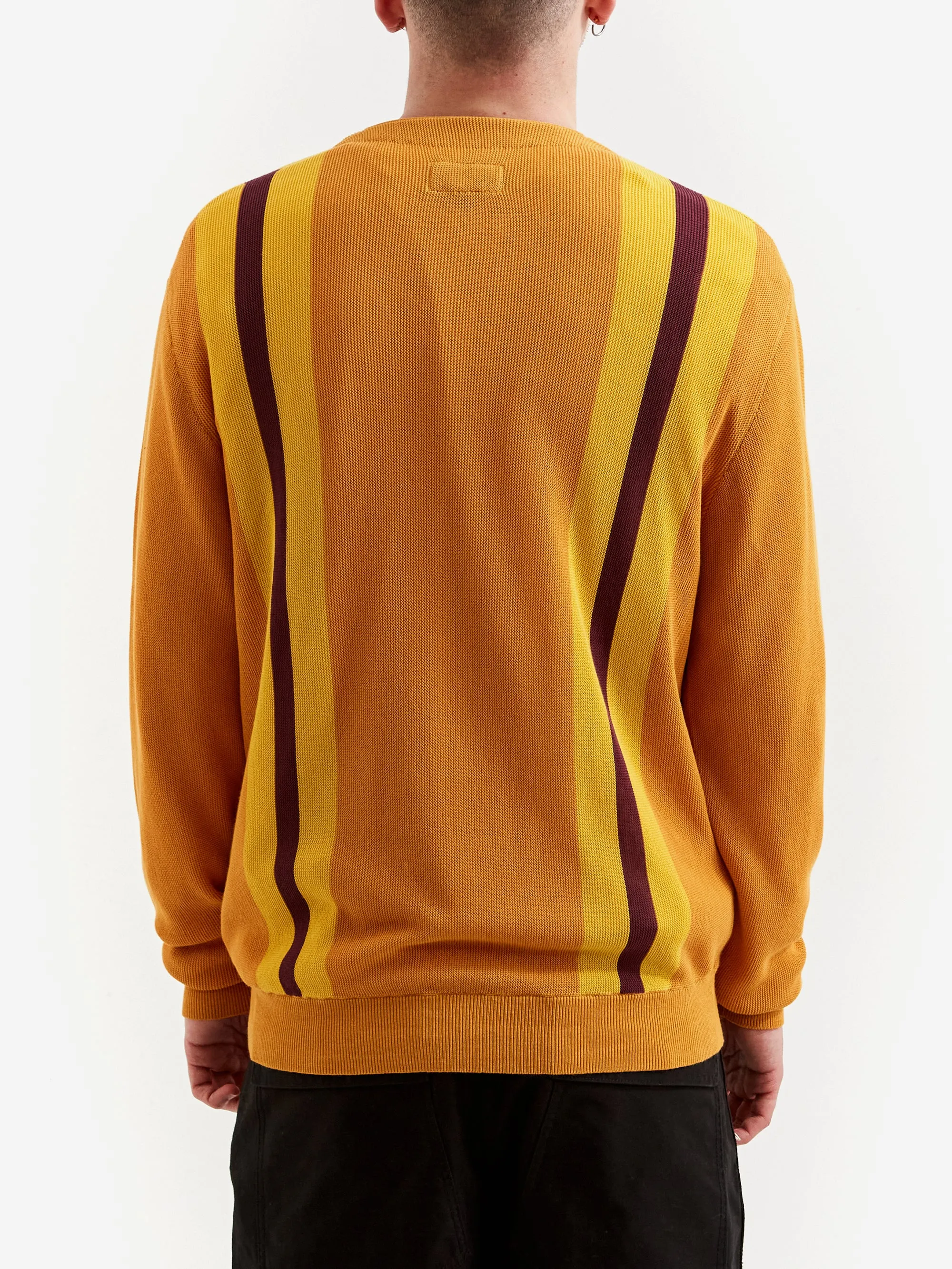 Beams Plus Stripe Jacquard Cardigan - Mustard