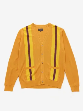 Beams Plus Stripe Jacquard Cardigan - Mustard