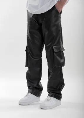 Black Leather Carpenter Pants