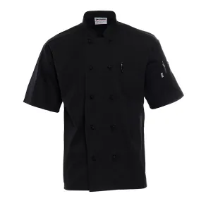 Black Short-Sleeve Knot-Button Chef Coat 5701