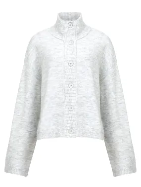 Carice Knit Button Down Jumper - Grey Marl