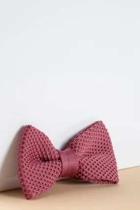 Children's Knitted Bow Tie In Berry