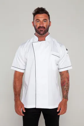 Gazi Chef Jacket White with Black Trim and Coolvent