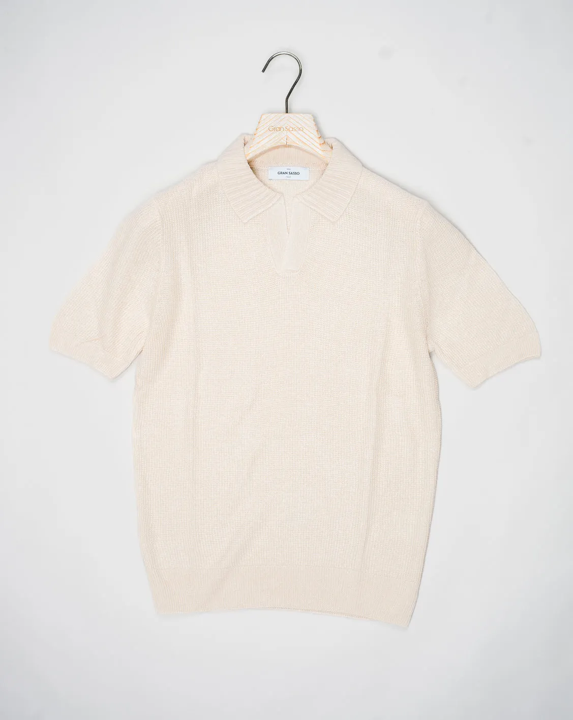 Gran Sasso Knitted Capri Collar Shirt / Cream