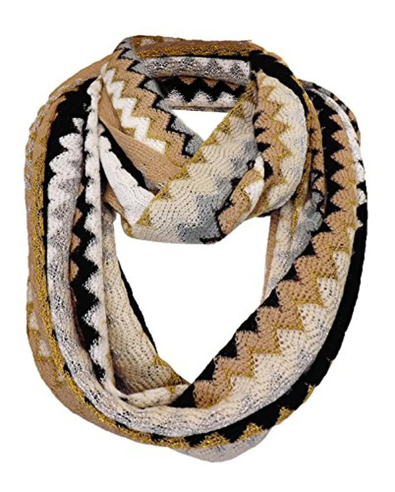 Knitted Chevron Women's, Teens, Girls Infinity Loop Scarf in Multiple Colors