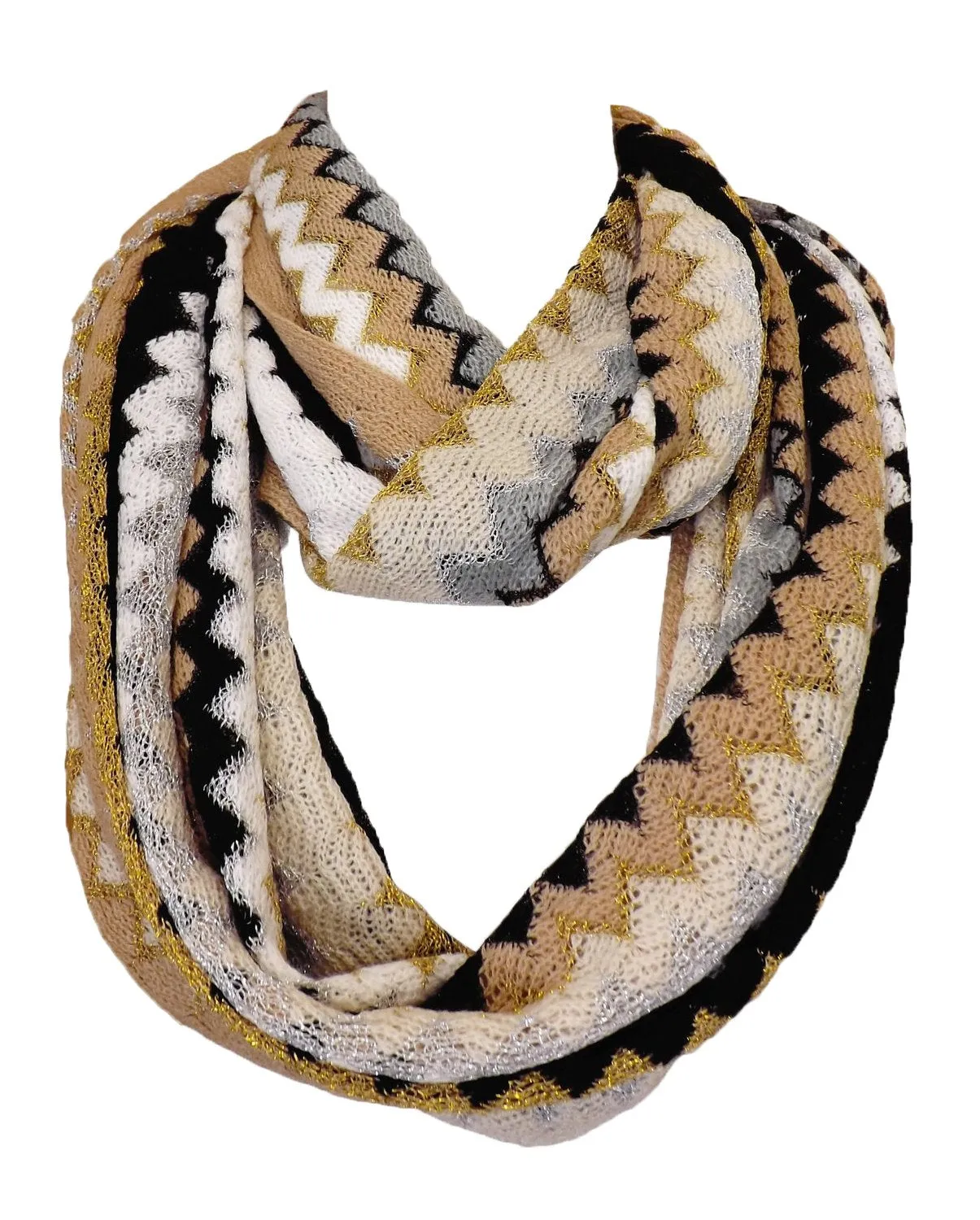 Knitted Chevron Women's, Teens, Girls Infinity Loop Scarf in Multiple Colors