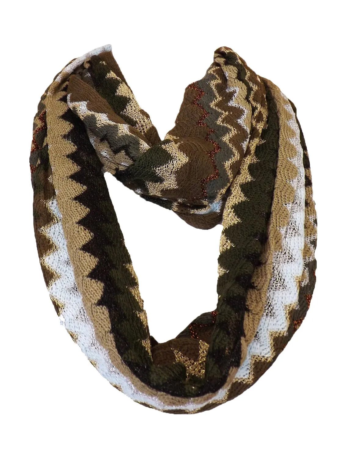 Knitted Chevron Women's, Teens, Girls Infinity Loop Scarf in Multiple Colors