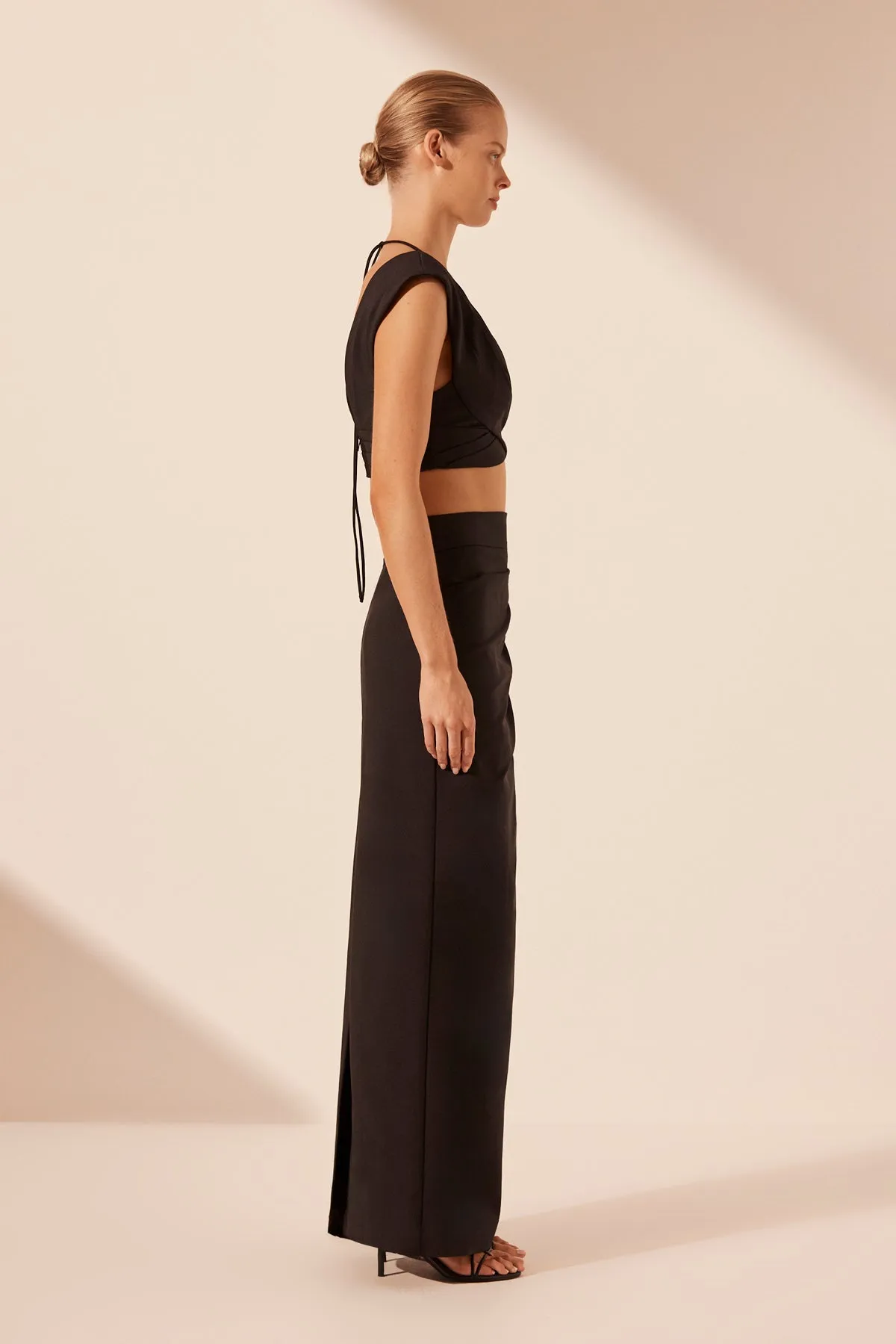 LANI DRAPED MAXI SKIRT - BLACK