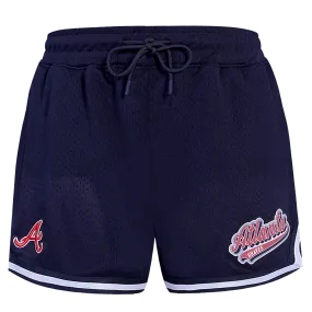 MLB ATLANTA BRAVES SCRIPT TAIL WOMEN'S MESH TAPE SHORT (MIDNIGHT NAVY)