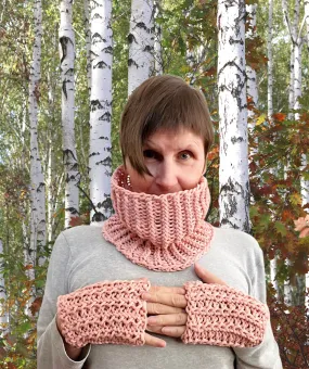 Tubular cowl and mitt set 50% off