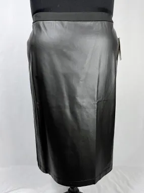 Ulla Popken Size 32 Black Faux Leather Skirt NWT