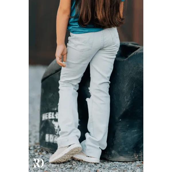 *YOUTH* LIGHT WASH DISTRESSED SIGNATURE STRAIGHT DENIM